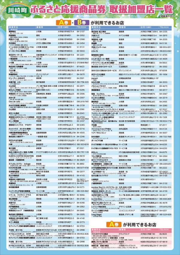 川崎町ふるさと応援商品券（裏）